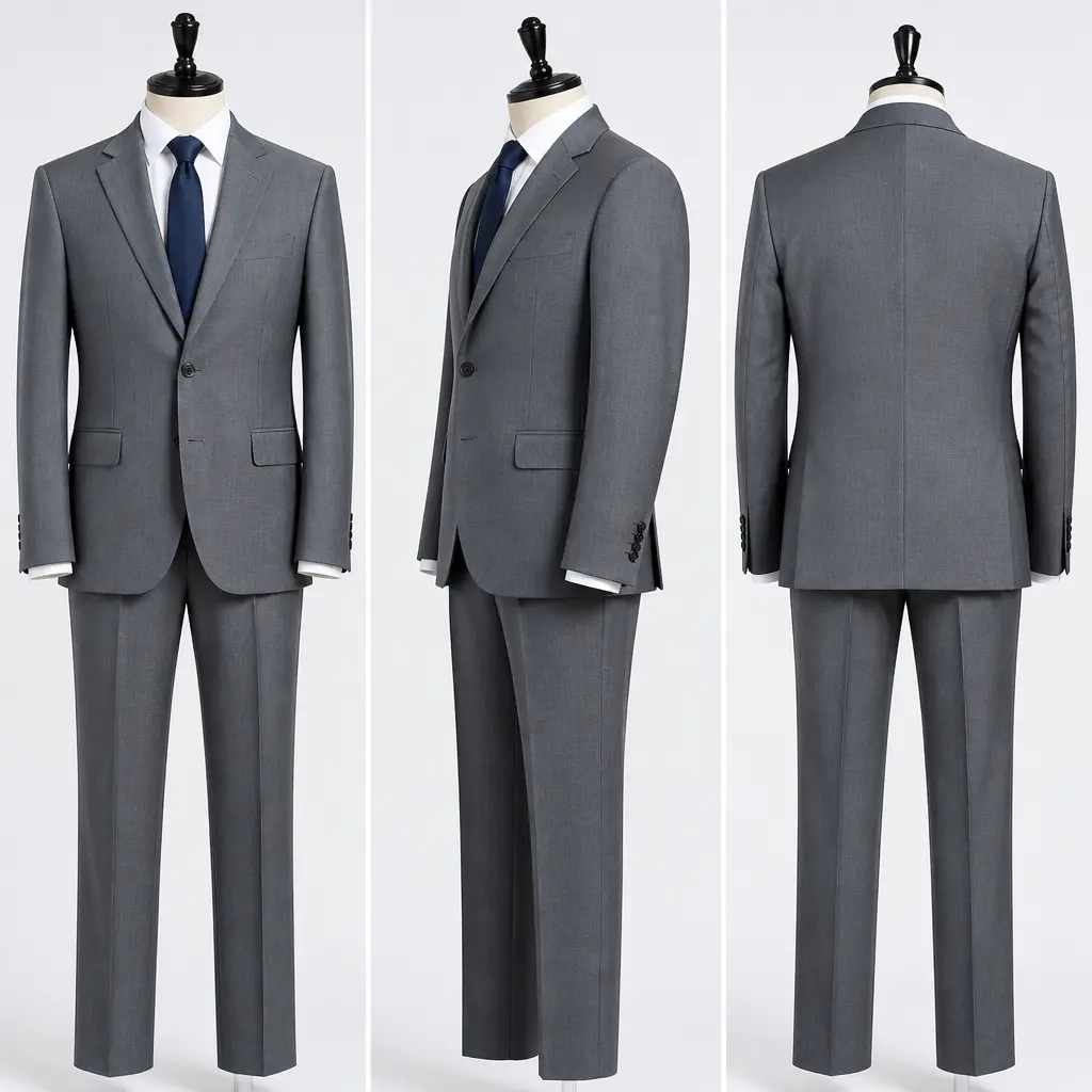 [TOC24S44] Men's 100% Turkish Wool 2-Piece Suit (Grey),TOC24SXX (44)