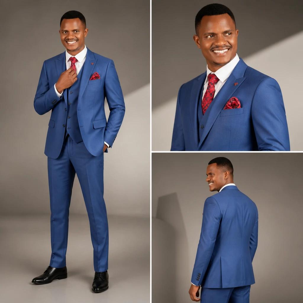 Men's Slim Fit 3-Piece Suit - 100% Turkish Wool, IFC3SXX (46)