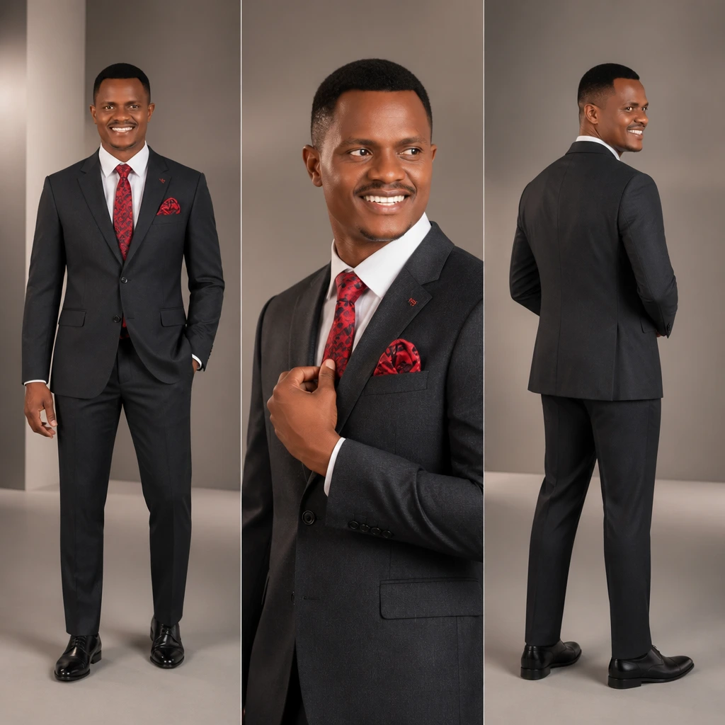 Men's Slim Fit 3-Piece Turkish Suit - 86% Wool Blend,GHC1SXX